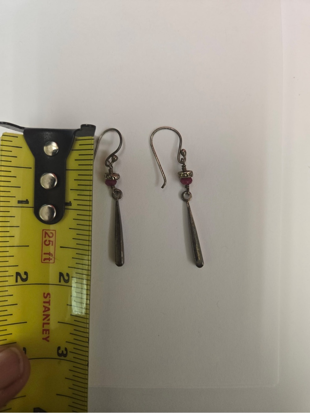Delicate Pink Bead Silver Drop Earrings - Women Jewelry